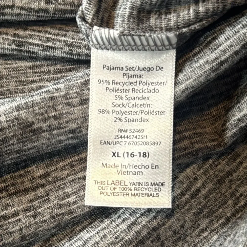 Women’s Gray 3 Piece Pajama Sleepwear Set Size XL 16/18 NWT